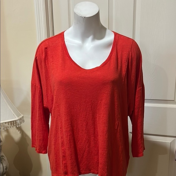 Eileen Fisher Tops - Eileen Fisher Scarlet Red/orange Blouse. Large Linen